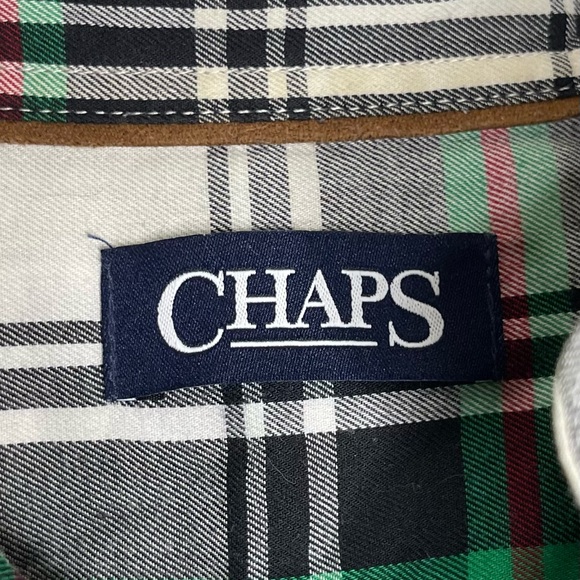 Chaps Green Black Red Plaid Long Sleeve Button Down Shirt Top M - Picture 3 of 7